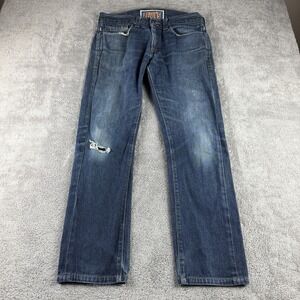 Levis The Original‎ Jean 511 Skinny Jeans Mens 34x29 Blue Dark Distressed VTG